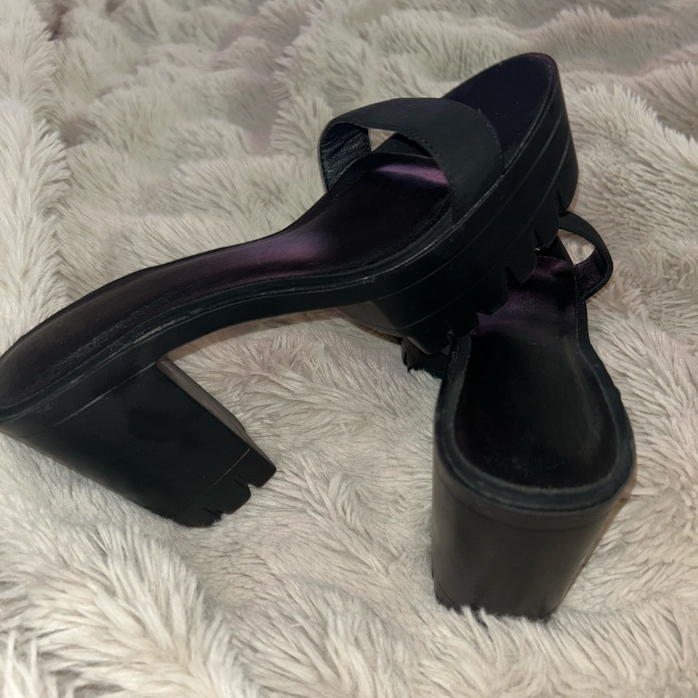 Black Platform Slide Heels - Picture 3 of 4